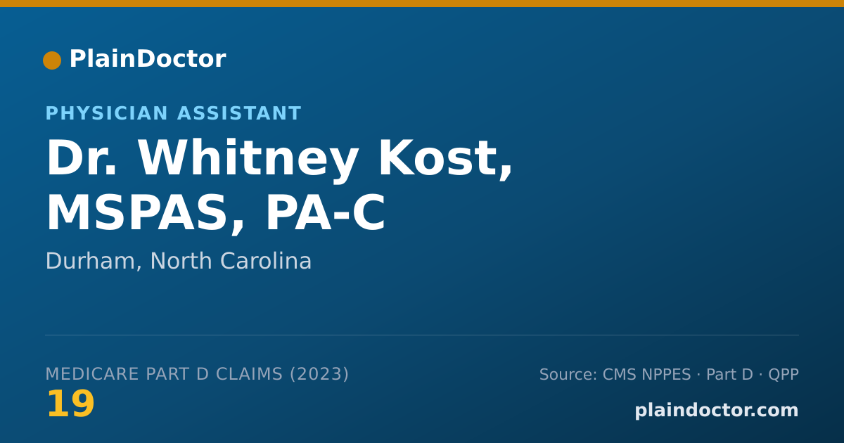 Shareable card for Whitney Kost, MSPAS, PA-C - Physician Assistant, Durham, NC
