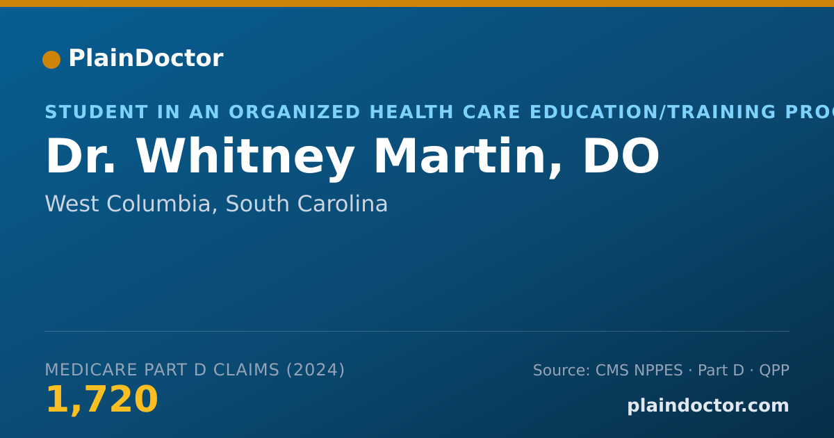 Shareable card for Whitney Martin, DO - Student in an Organized Health Care Education/Training Program, West Columbia, SC