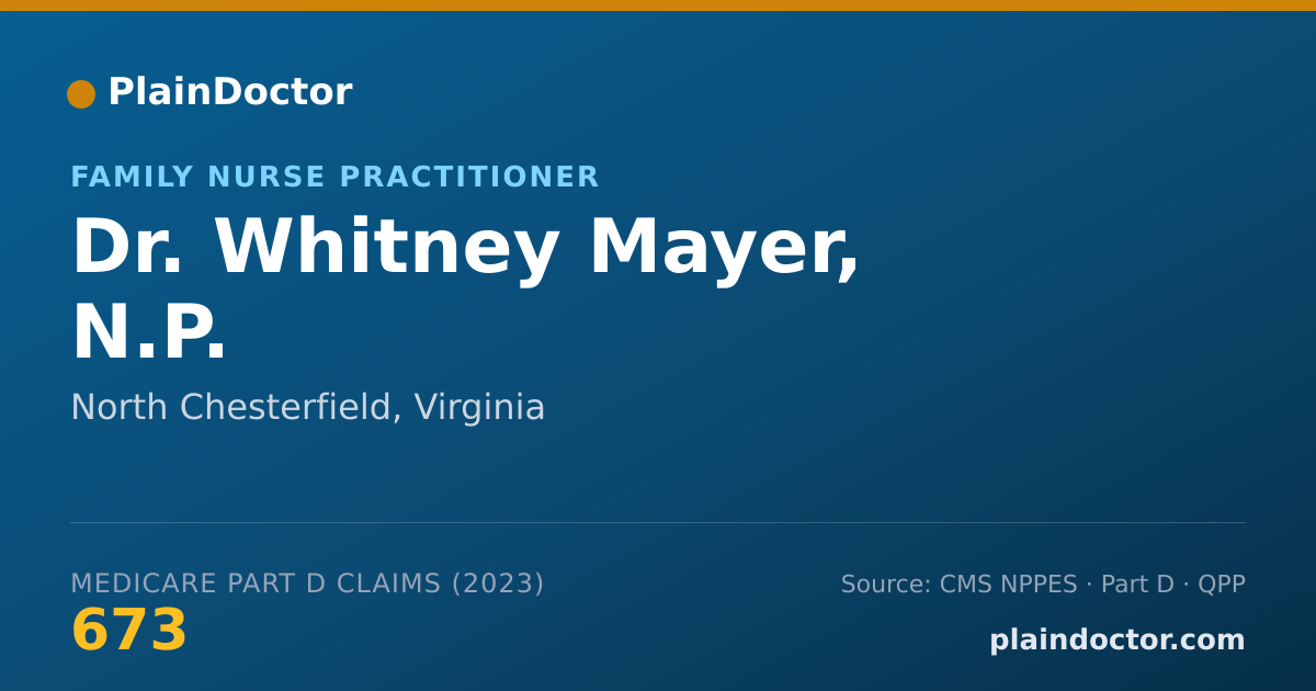 Shareable card for Whitney Mayer, N.P. - Family Nurse Practitioner, North Chesterfield, VA