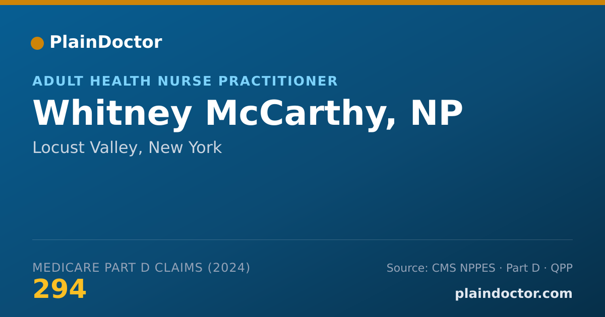 Shareable card for Whitney McCarthy, NP - Adult Health Nurse Practitioner, Locust Valley, NY