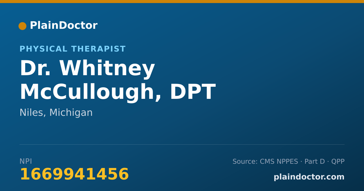 Shareable card for Whitney McCullough, DPT - Physical Therapist, Niles, MI