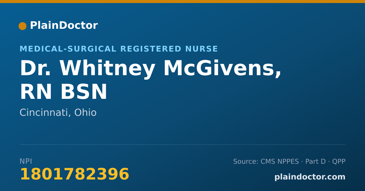 Shareable card for Whitney McGivens, RN BSN - Medical-Surgical Registered Nurse, Cincinnati, OH