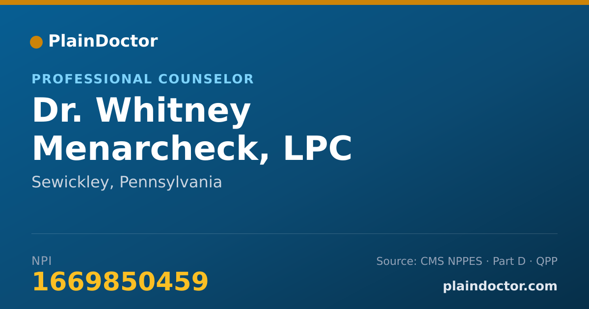 Shareable card for Whitney Menarcheck, LPC - Professional Counselor, Sewickley, PA