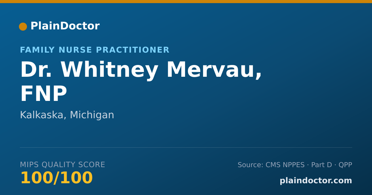 Shareable card for Whitney Mervau, FNP - Family Nurse Practitioner, Kalkaska, MI