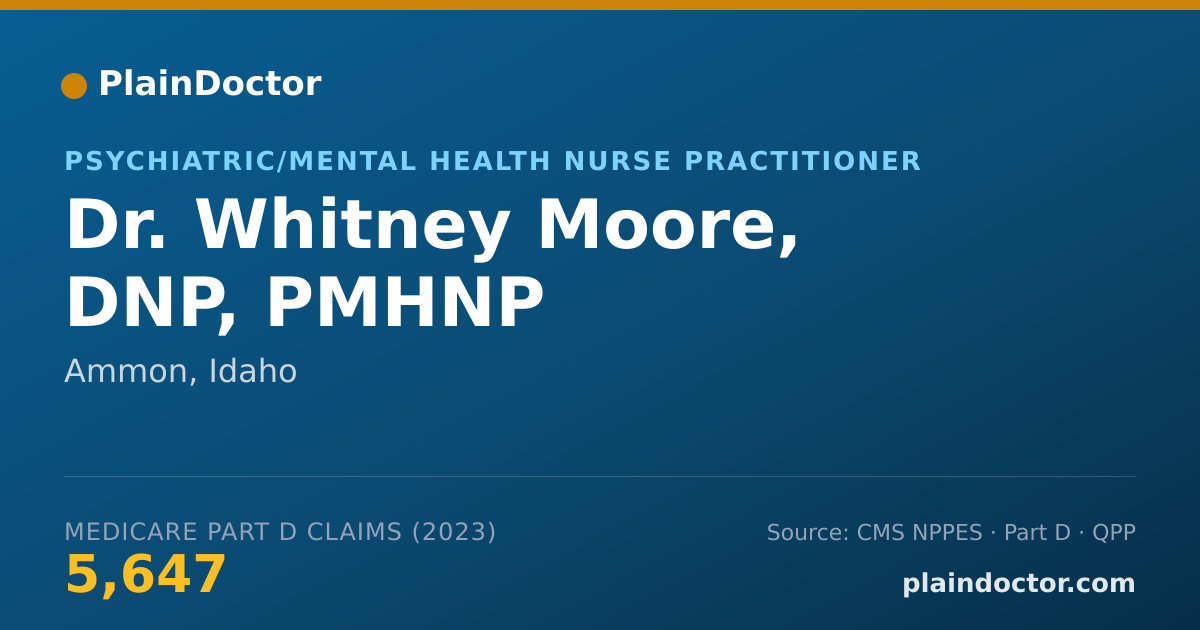Shareable card for Whitney Moore, DNP, PMHNP - Psychiatric/Mental Health Nurse Practitioner, Ammon, ID
