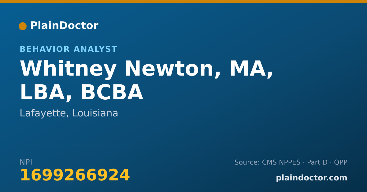 Shareable card for Whitney Newton, MA, LBA, BCBA - Behavior Analyst, Lafayette, LA