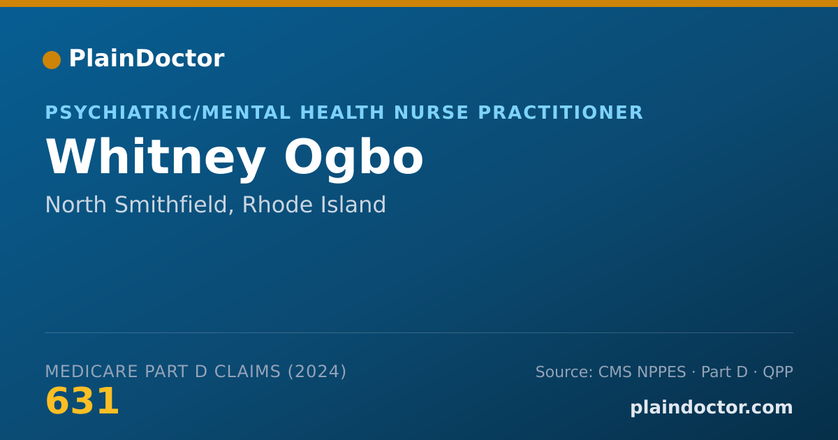 Shareable card for Whitney Ogbo - Psychiatric/Mental Health Nurse Practitioner, North Smithfield, RI