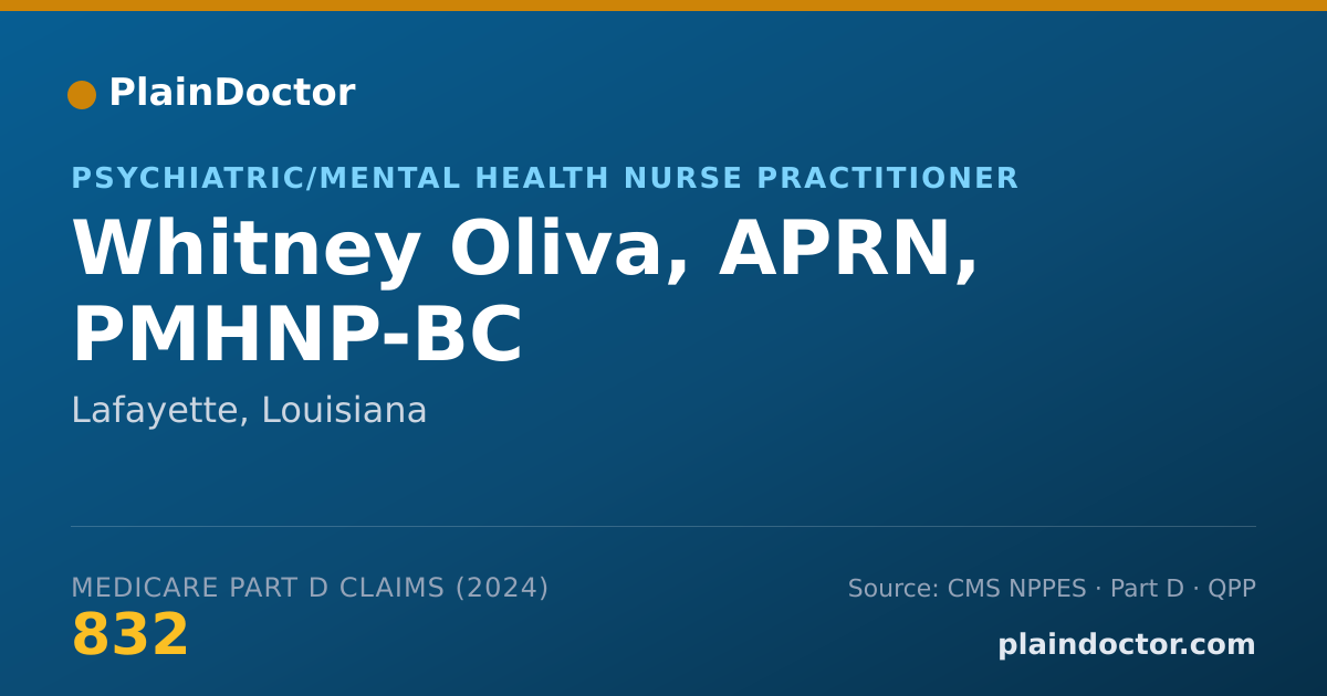 Shareable card for Whitney Oliva, APRN, PMHNP-BC - Psychiatric/Mental Health Nurse Practitioner, Lafayette, LA