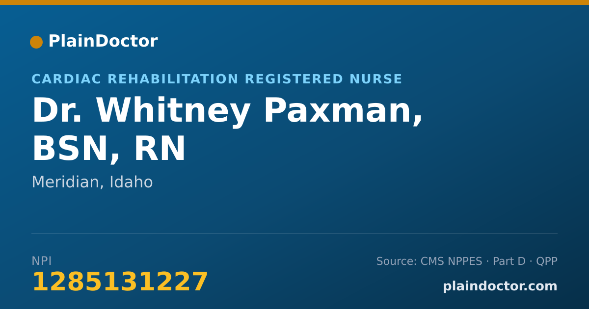Shareable card for Whitney Paxman, BSN, RN - Cardiac Rehabilitation Registered Nurse, Meridian, ID