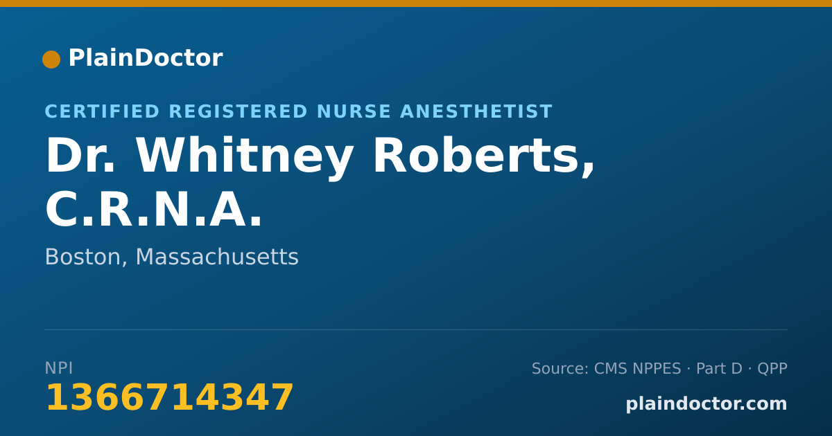 Shareable card for Whitney Roberts, C.R.N.A. - Certified Registered Nurse Anesthetist, Boston, MA