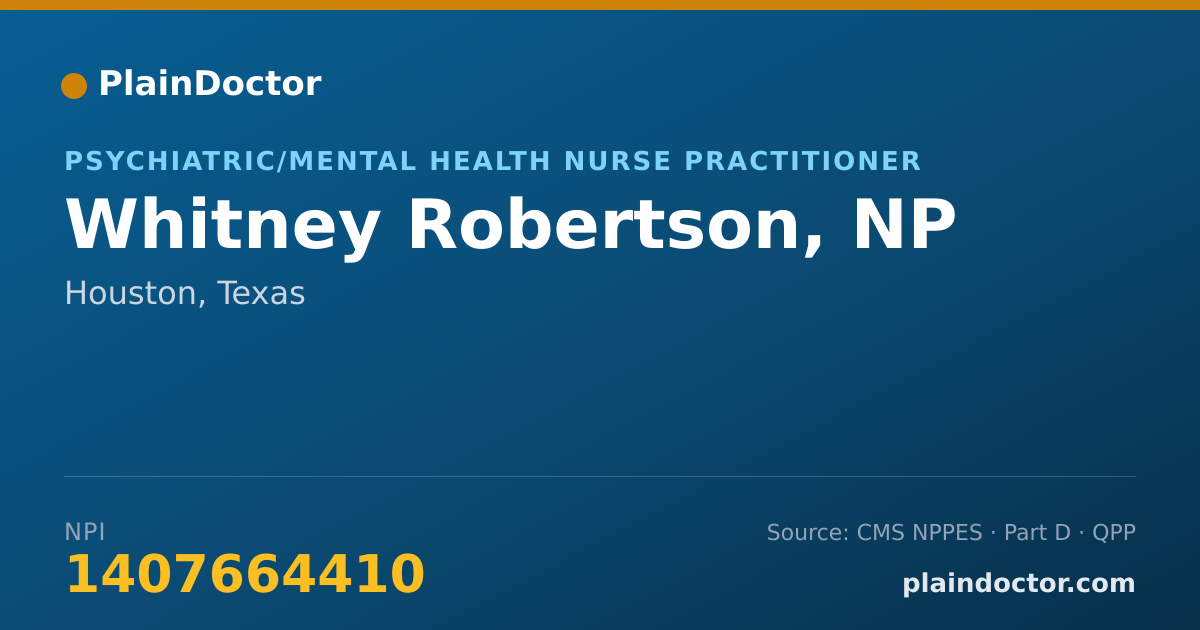 Shareable card for Whitney Robertson, NP - Psychiatric/Mental Health Nurse Practitioner, Houston, TX