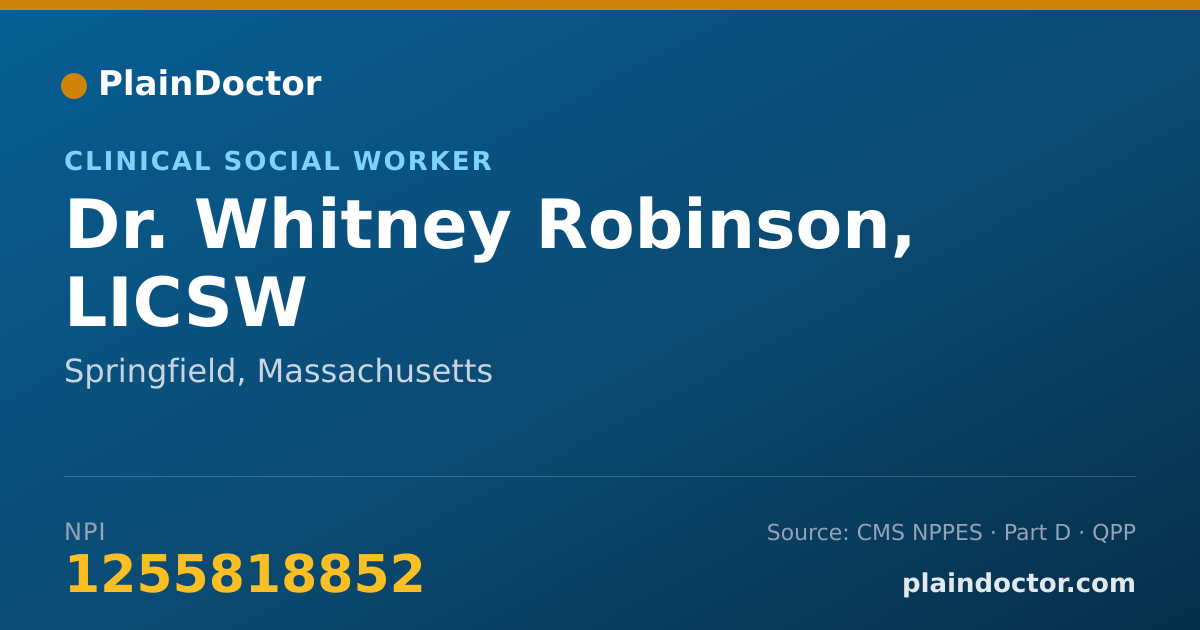 Shareable card for Whitney Robinson, LICSW - Clinical Social Worker, Springfield, MA