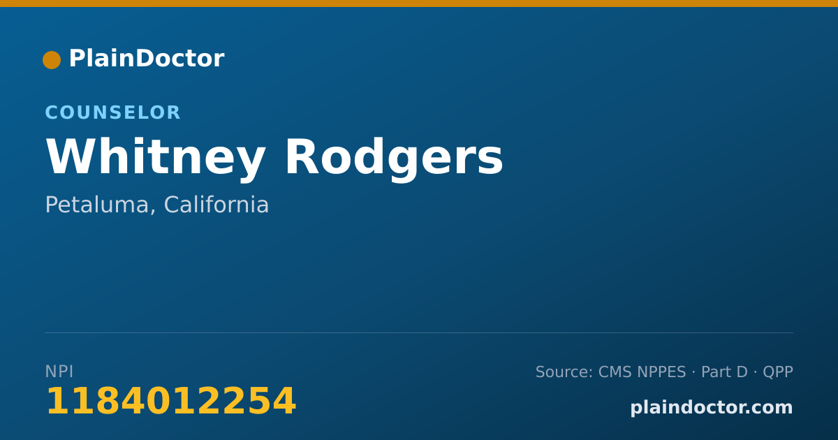 Shareable card for Whitney Rodgers - Counselor, Petaluma, CA