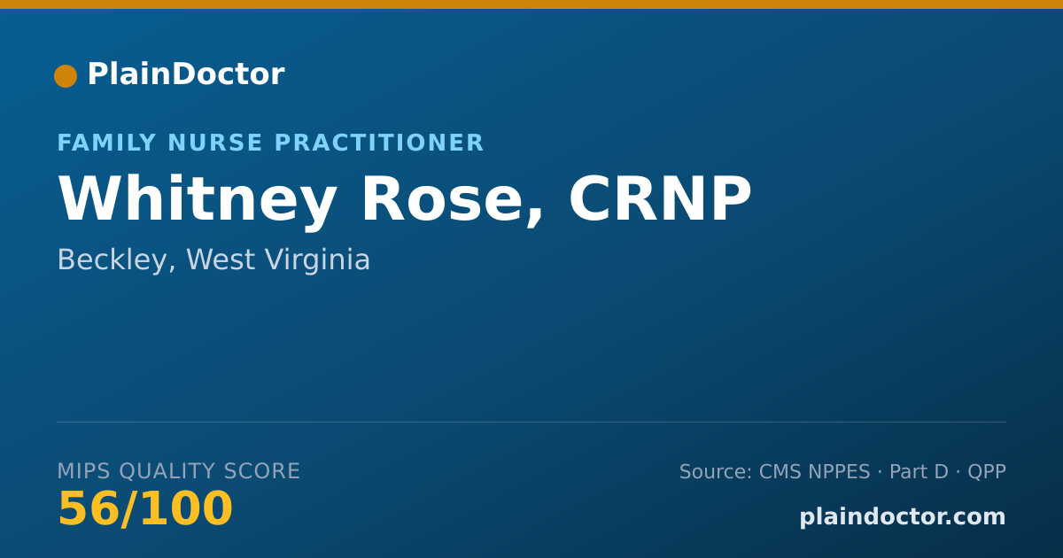 Shareable card for Whitney Rose, CRNP - Family Nurse Practitioner, Beckley, WV