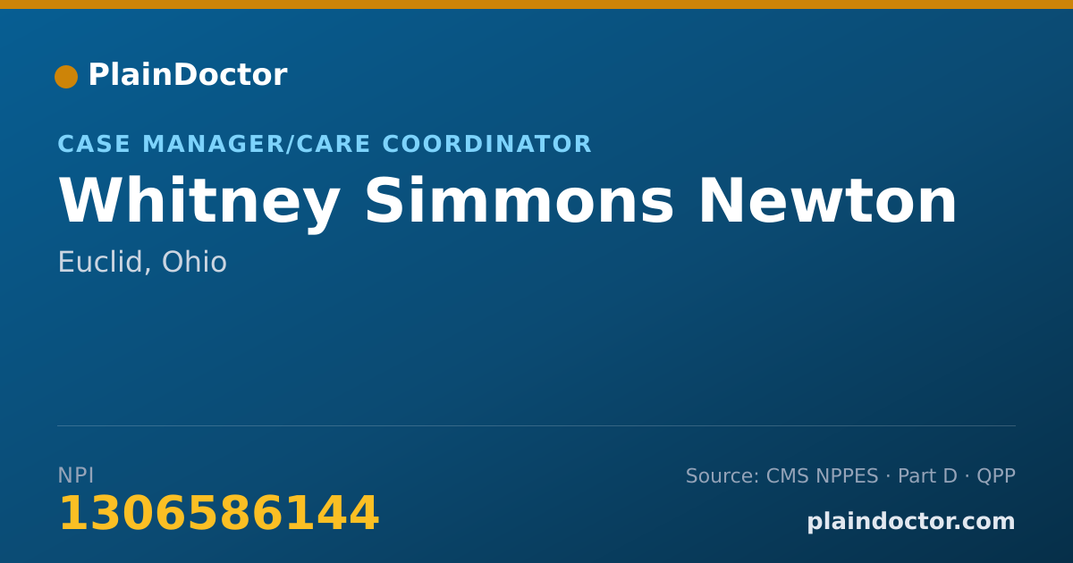 Shareable card for Whitney Simmons Newton - Case Manager/Care Coordinator, Euclid, OH