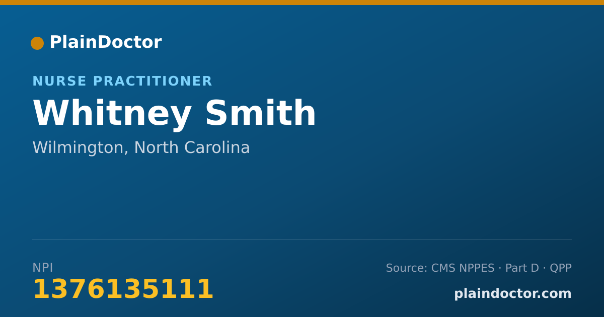 Shareable card for Whitney Smith - Nurse Practitioner, Wilmington, NC