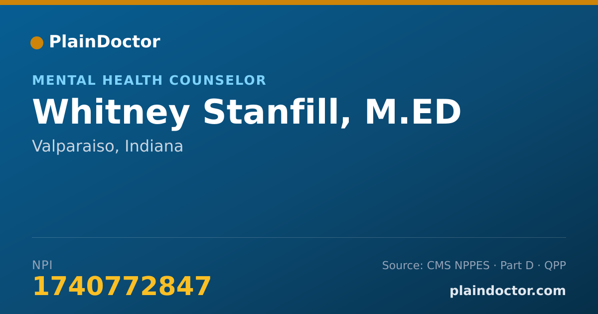 Shareable card for Whitney Stanfill, M.ED - Mental Health Counselor, Valparaiso, IN