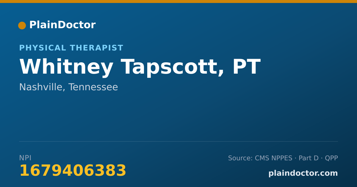 Shareable card for Whitney Tapscott, PT - Physical Therapist, Nashville, TN