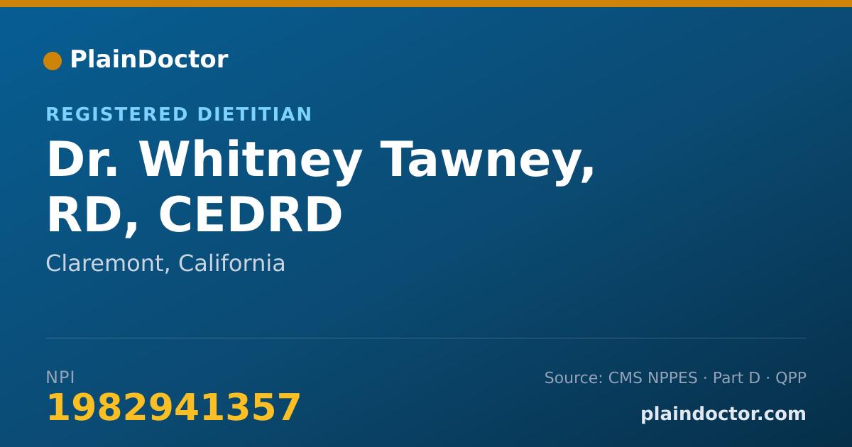 Shareable card for Whitney Tawney, RD, CEDRD - Registered Dietitian, Claremont, CA