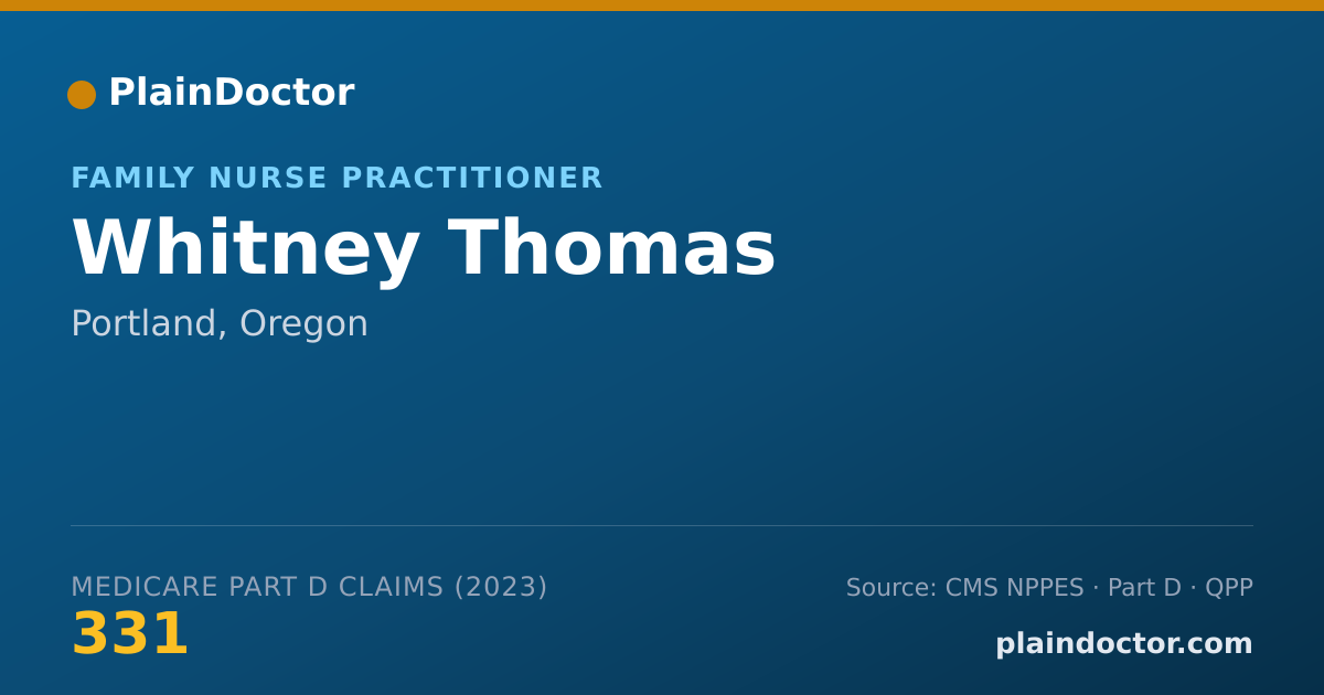 Shareable card for Whitney Thomas - Family Nurse Practitioner, Portland, OR