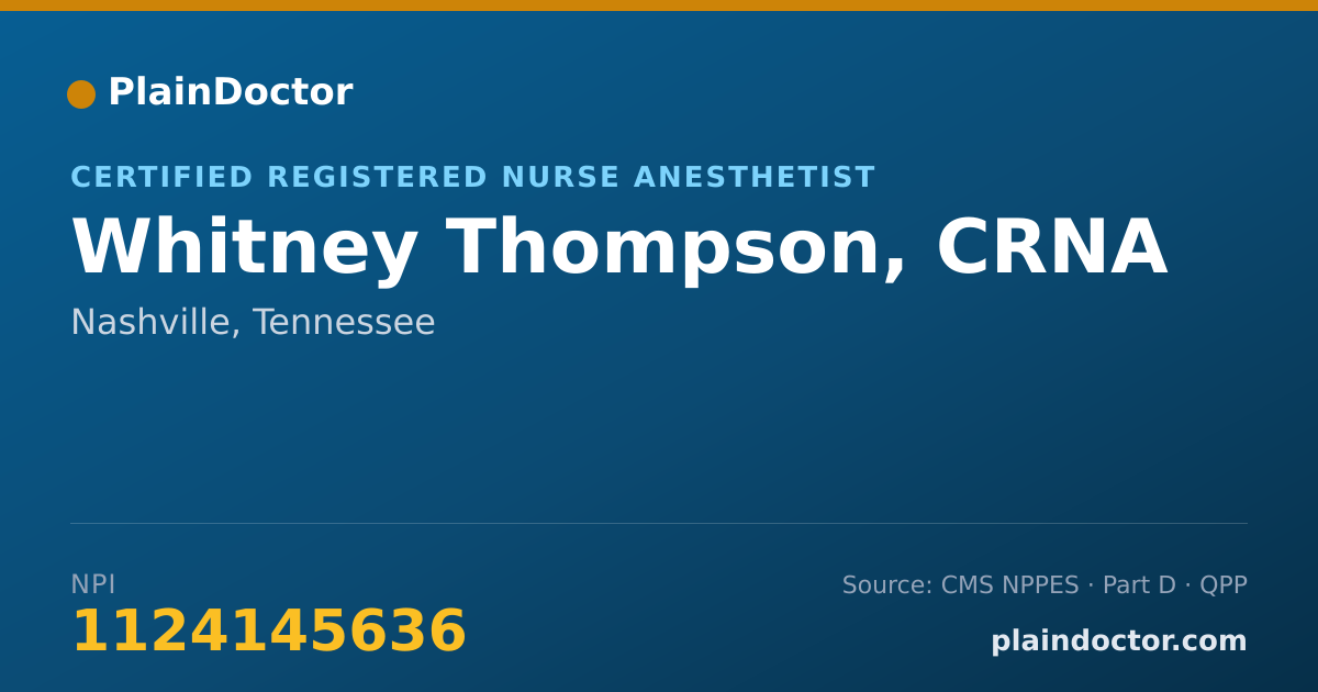 Shareable card for Whitney Thompson, CRNA - Certified Registered Nurse Anesthetist, Nashville, TN