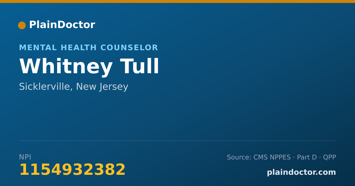 Shareable card for Whitney Tull - Mental Health Counselor, Sicklerville, NJ