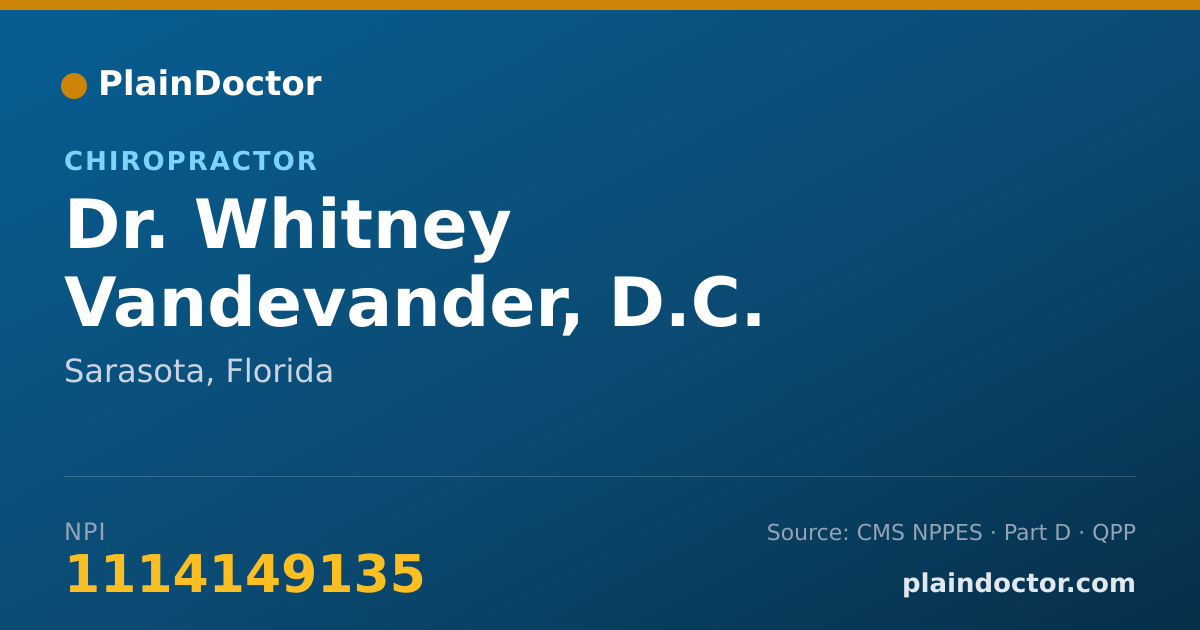 Shareable card for Whitney Vandevander, D.C. - Chiropractor, Sarasota, FL