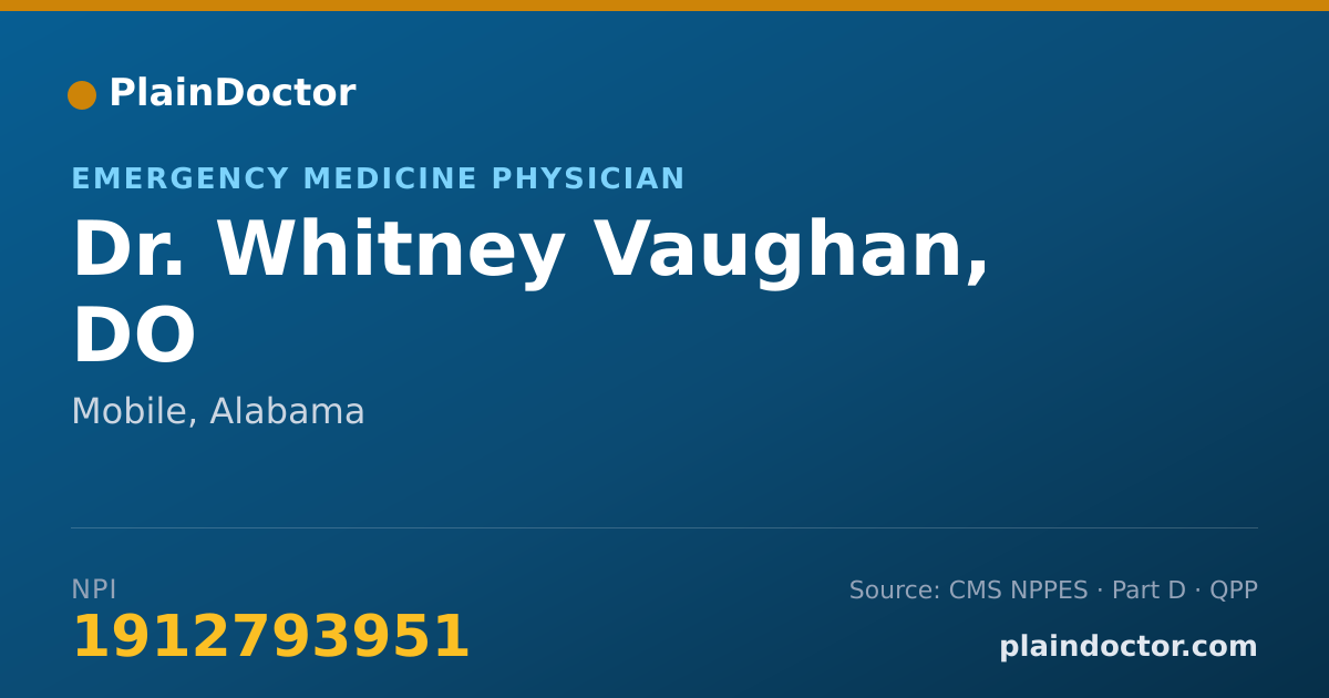Shareable card for Whitney Vaughan, DO - Emergency Medicine Physician, Mobile, AL