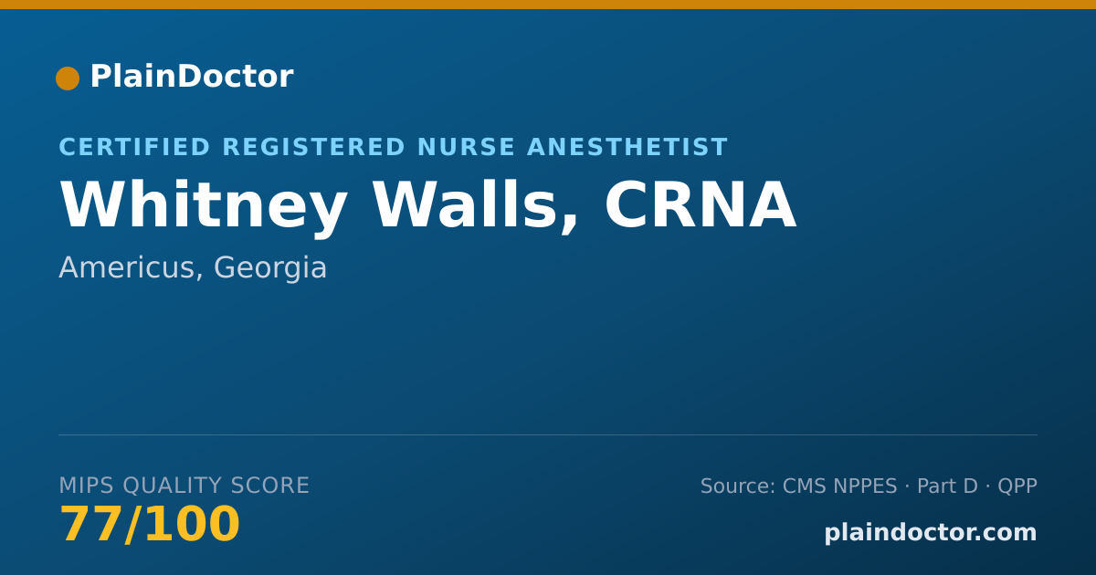 Shareable card for Whitney Walls, CRNA - Certified Registered Nurse Anesthetist, Americus, GA