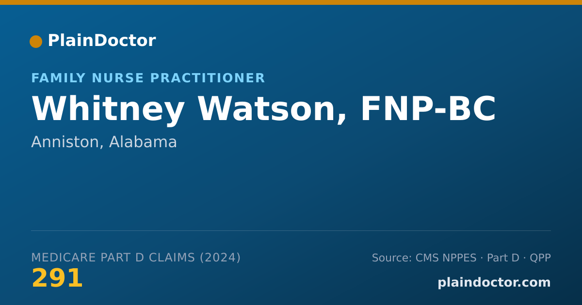 Shareable card for Whitney Watson, FNP-BC - Family Nurse Practitioner, Anniston, AL