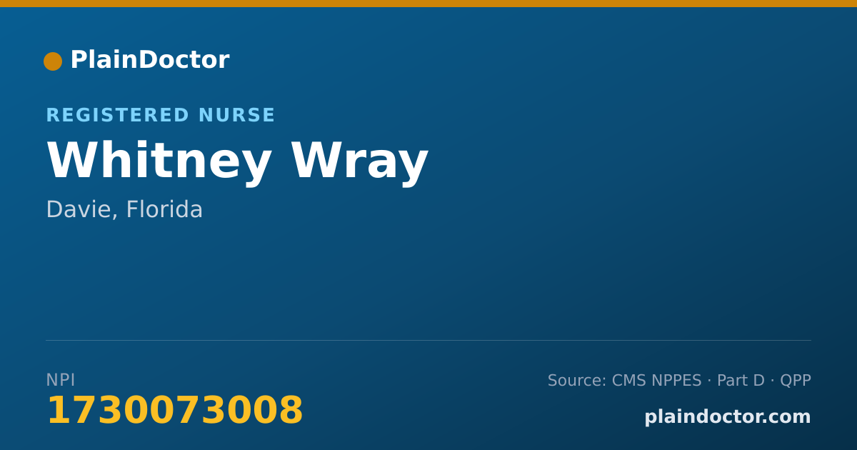 Shareable card for Whitney Wray - Registered Nurse, Davie, FL