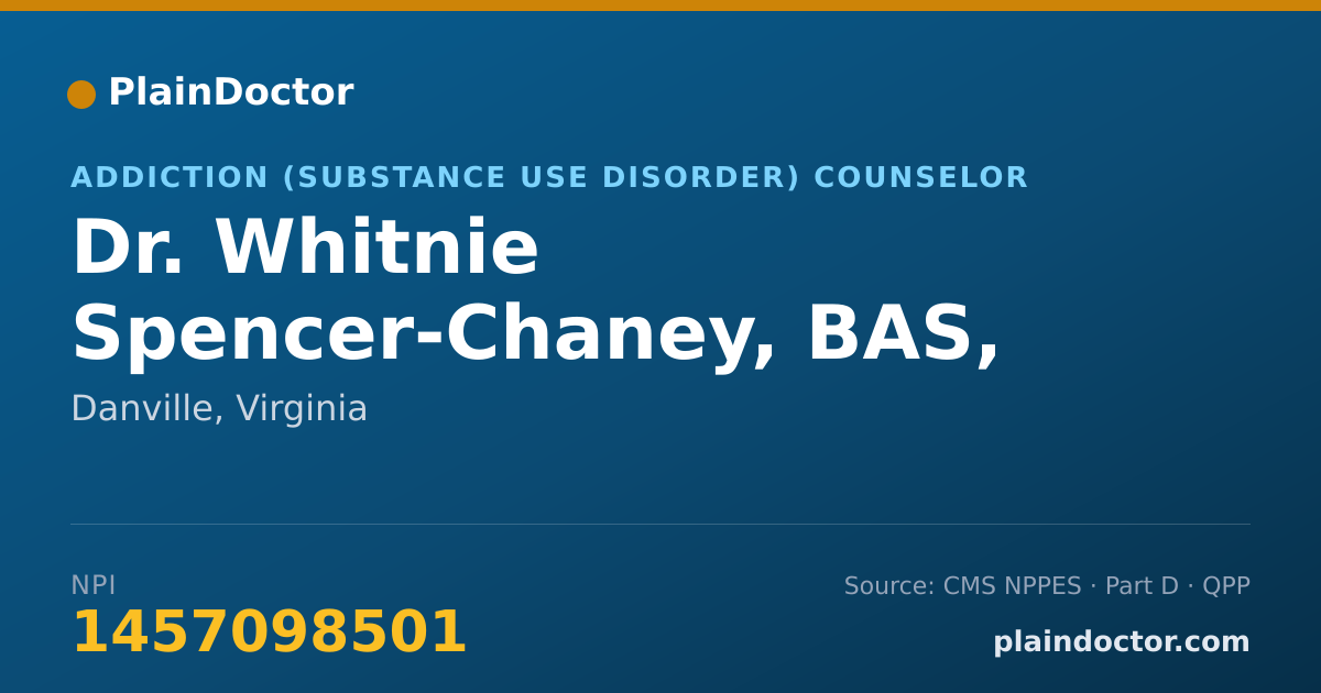 Shareable card for Whitnie Spencer-Chaney, BAS, CSAC-S - Addiction (Substance Use Disorder) Counselor, Danville, VA