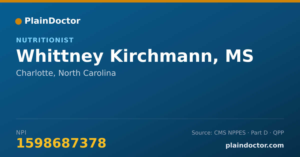 Shareable card for Whittney Kirchmann, MS - Nutritionist, Charlotte, NC