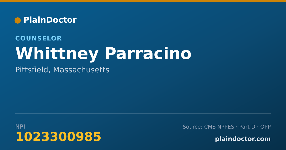 Shareable card for Whittney Parracino - Counselor, Pittsfield, MA