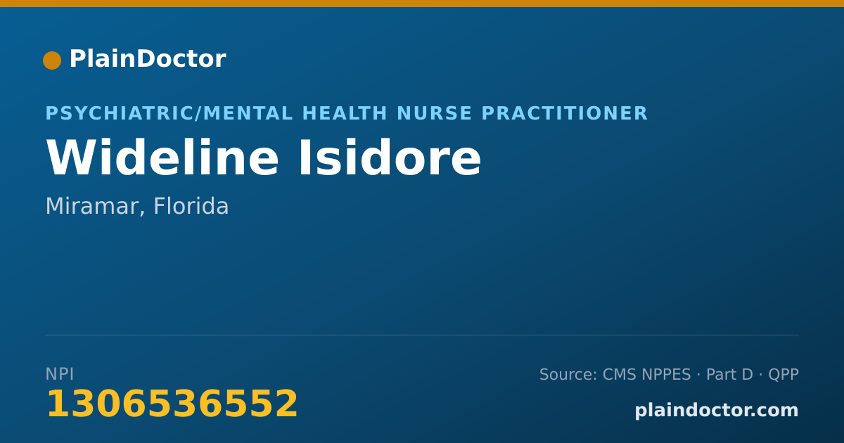 Shareable card for Wideline Isidore - Psychiatric/Mental Health Nurse Practitioner, Miramar, FL