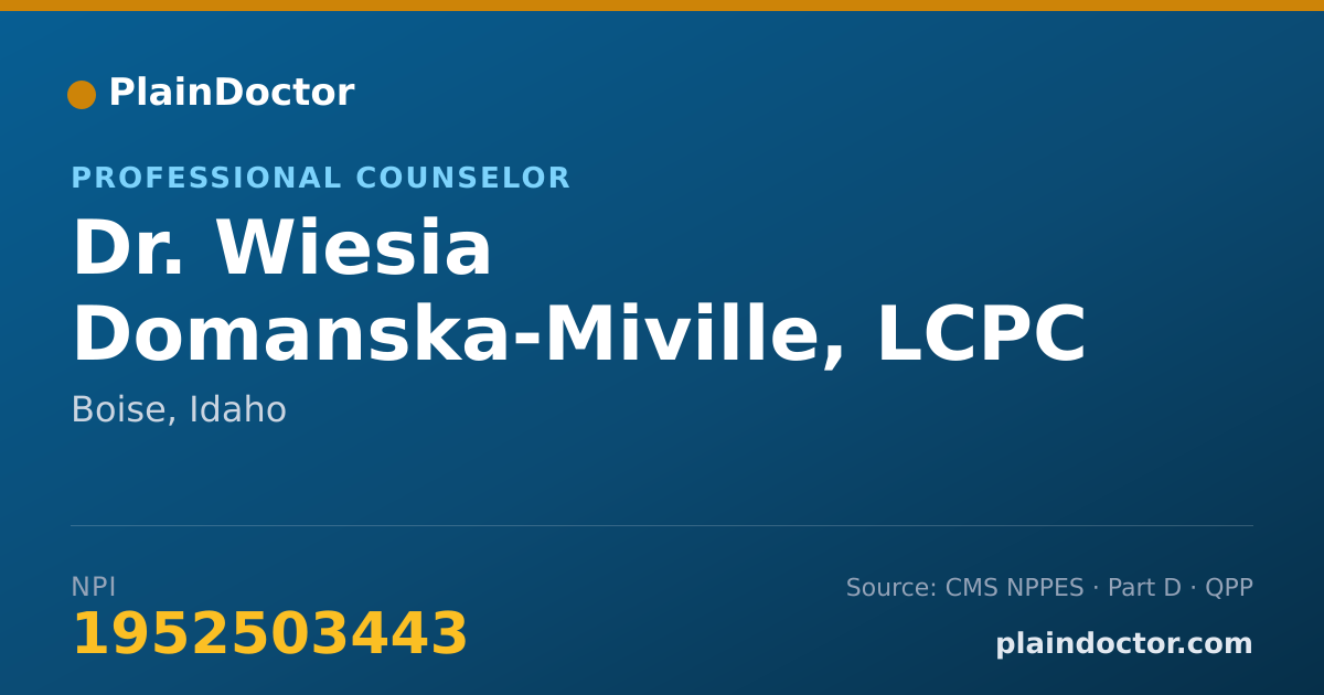 Shareable card for Wiesia Domanska-Miville, LCPC - Professional Counselor, Boise, ID