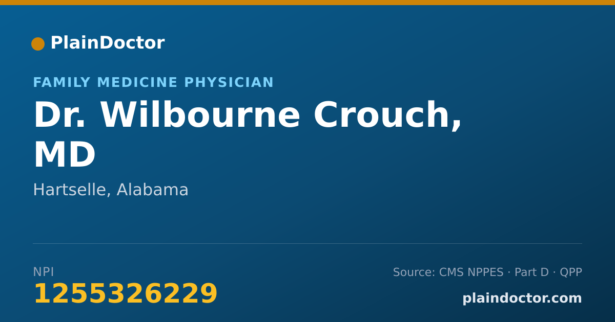 Shareable card for Wilbourne Crouch, MD - Family Medicine Physician, Hartselle, AL
