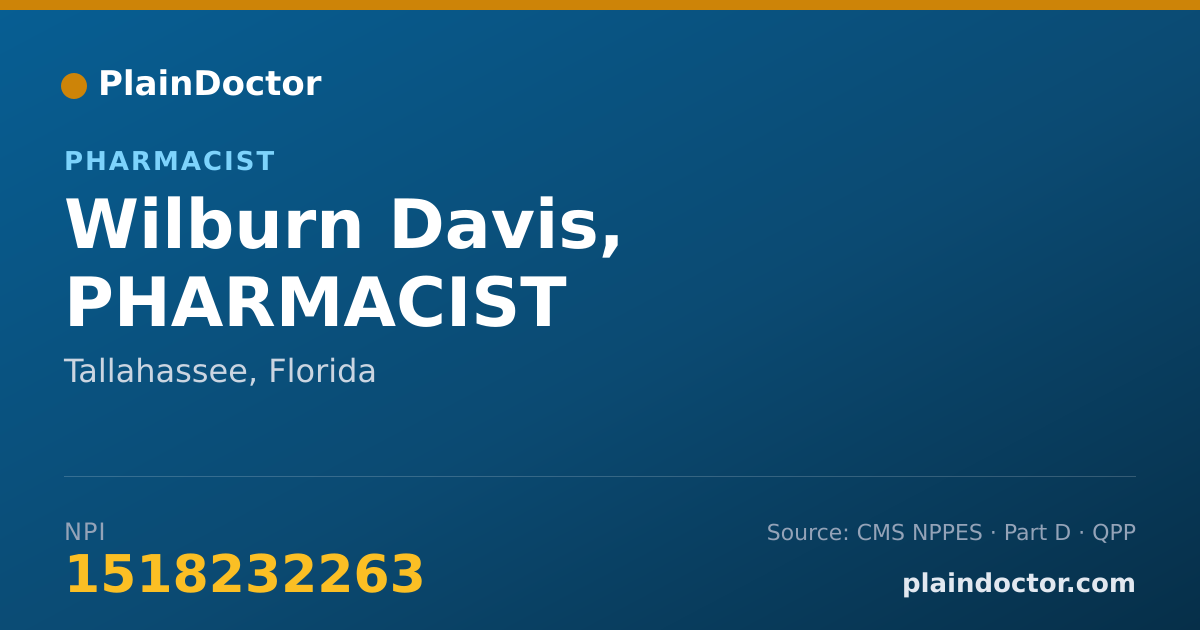 Shareable card for Wilburn Davis, PHARMACIST - Pharmacist, Tallahassee, FL