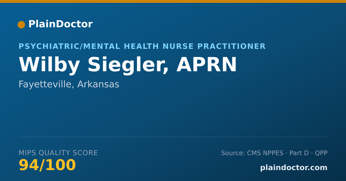 Shareable card for Wilby Siegler, APRN - Psychiatric/Mental Health Nurse Practitioner, Fayetteville, AR