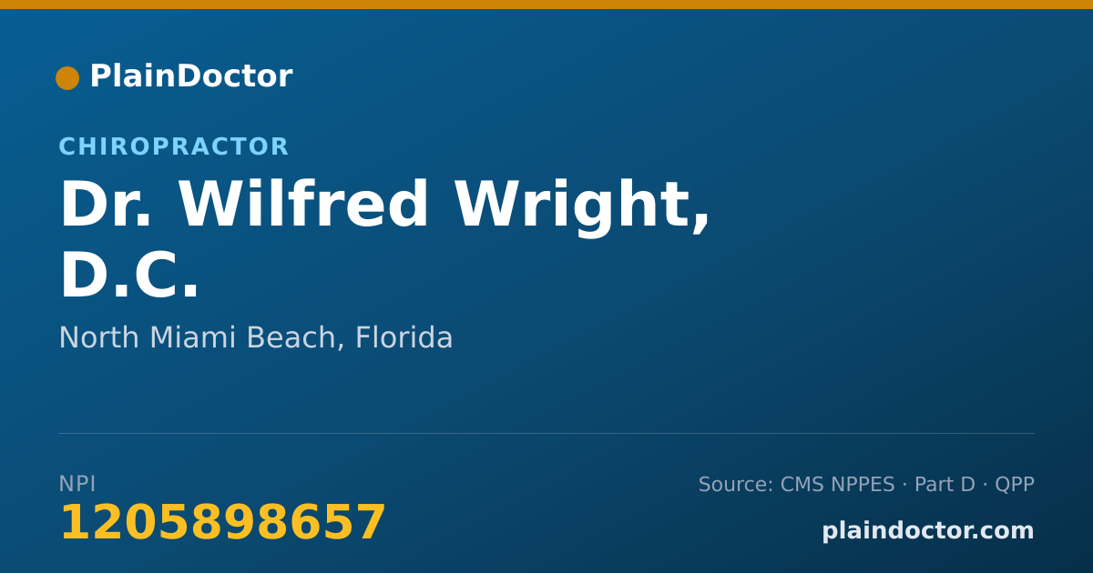 Shareable card for Wilfred Wright, D.C. - Chiropractor, North Miami Beach, FL