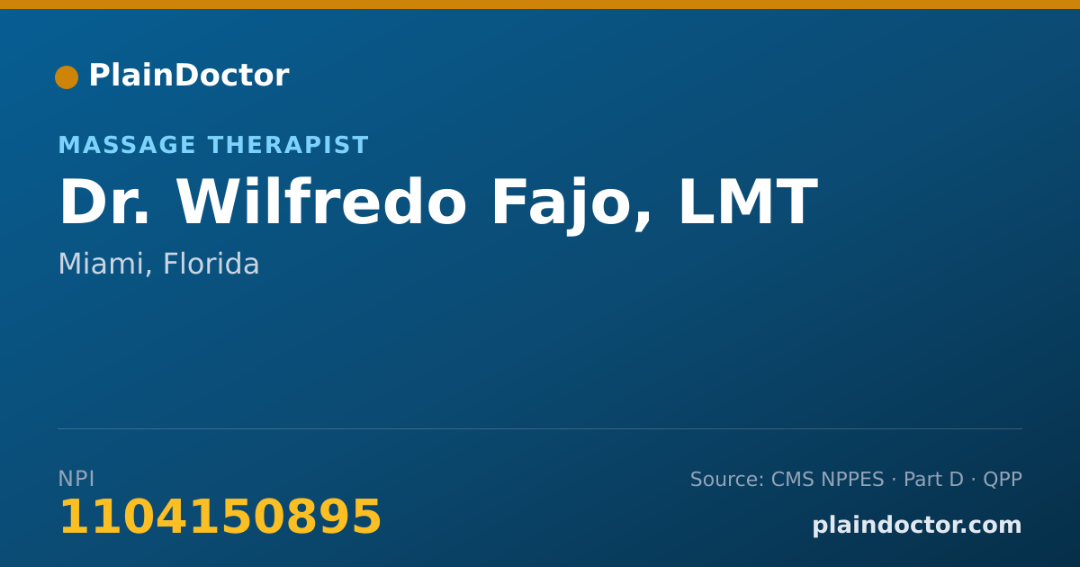 Shareable card for Wilfredo Fajo, LMT - Massage Therapist, Miami, FL