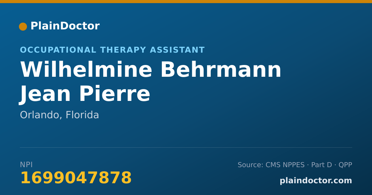 Shareable card for Wilhelmine Behrmann Jean Pierre - Occupational Therapy Assistant, Orlando, FL