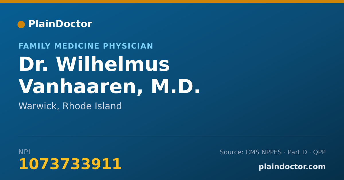 Shareable card for Wilhelmus Vanhaaren, M.D. - Family Medicine Physician, Warwick, RI
