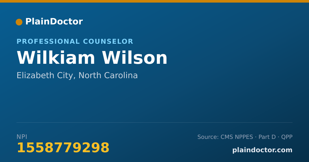Shareable card for Wilkiam Wilson - Professional Counselor, Elizabeth City, NC