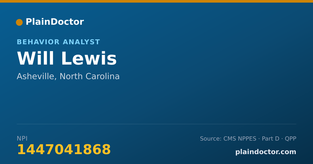 Shareable card for Will Lewis - Behavior Analyst, Asheville, NC