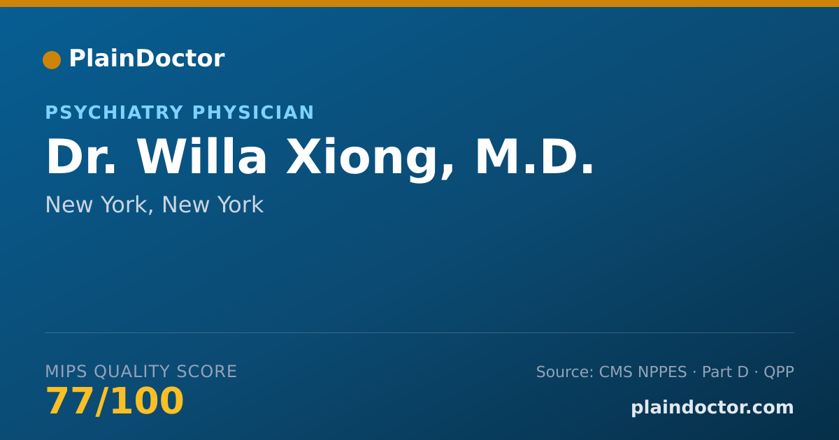 Shareable card for Willa Xiong, M.D. - Psychiatry Physician, New York, NY