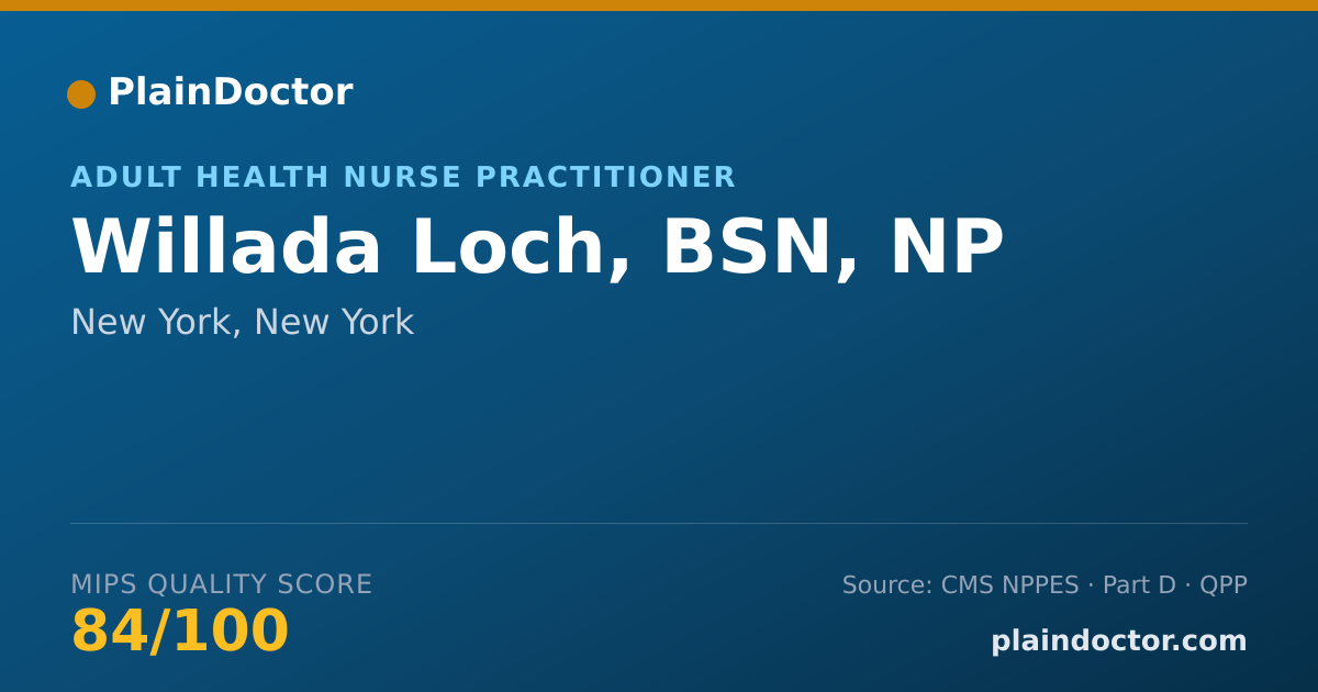 Shareable card for Willada Loch, BSN, NP - Adult Health Nurse Practitioner, New York, NY