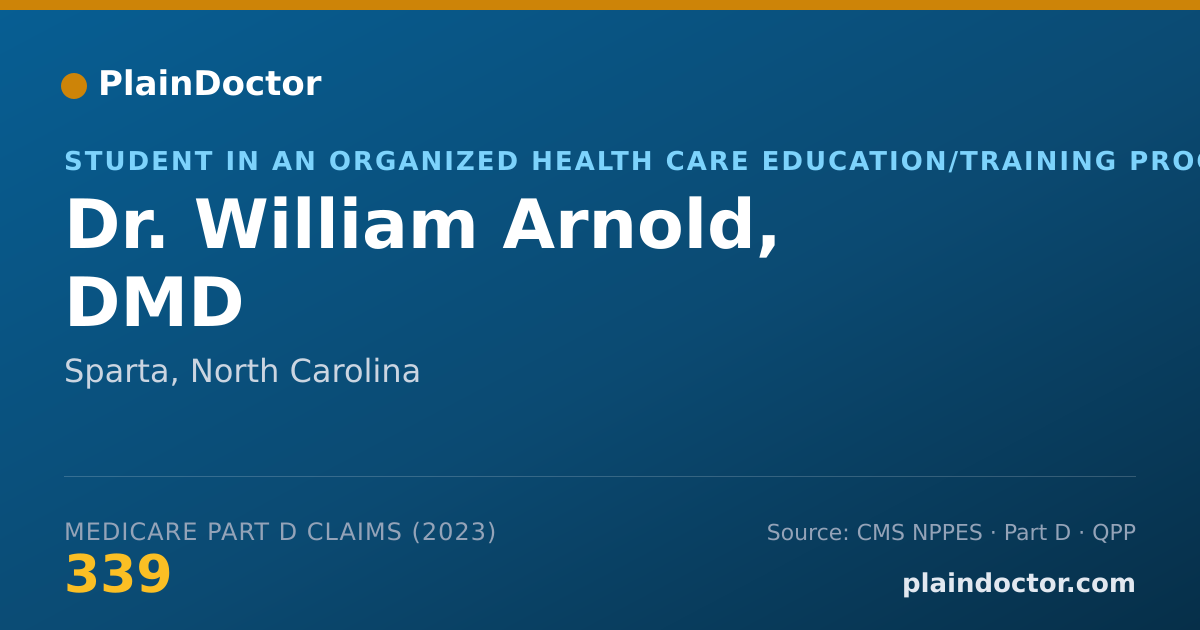 Shareable card for William Arnold, DMD - Student in an Organized Health Care Education/Training Program, Sparta, NC