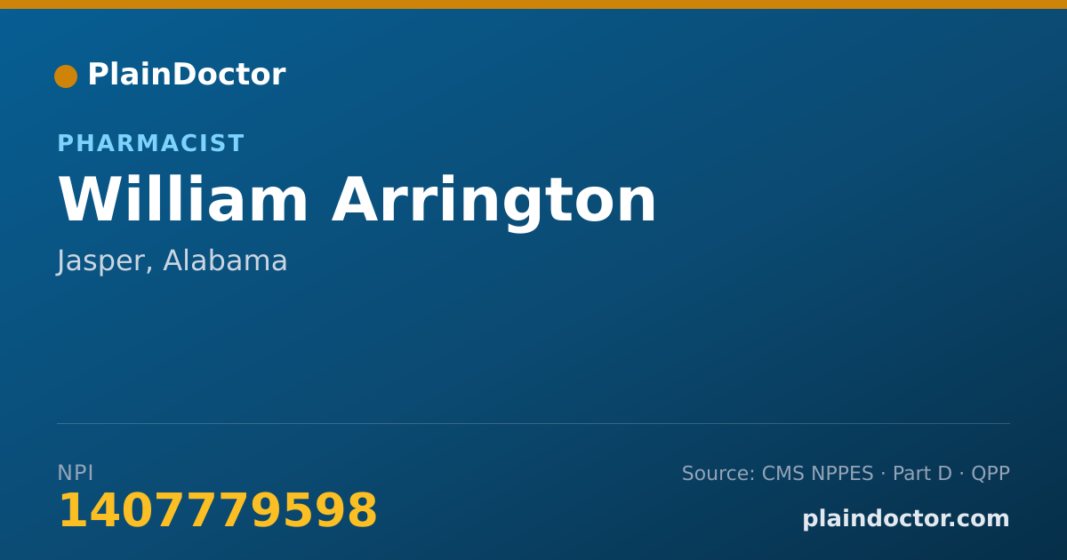 Shareable card for William Arrington - Pharmacist, Jasper, AL