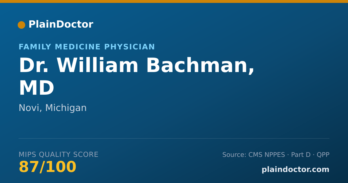 Shareable card for William Bachman, MD - Family Medicine Physician, Novi, MI